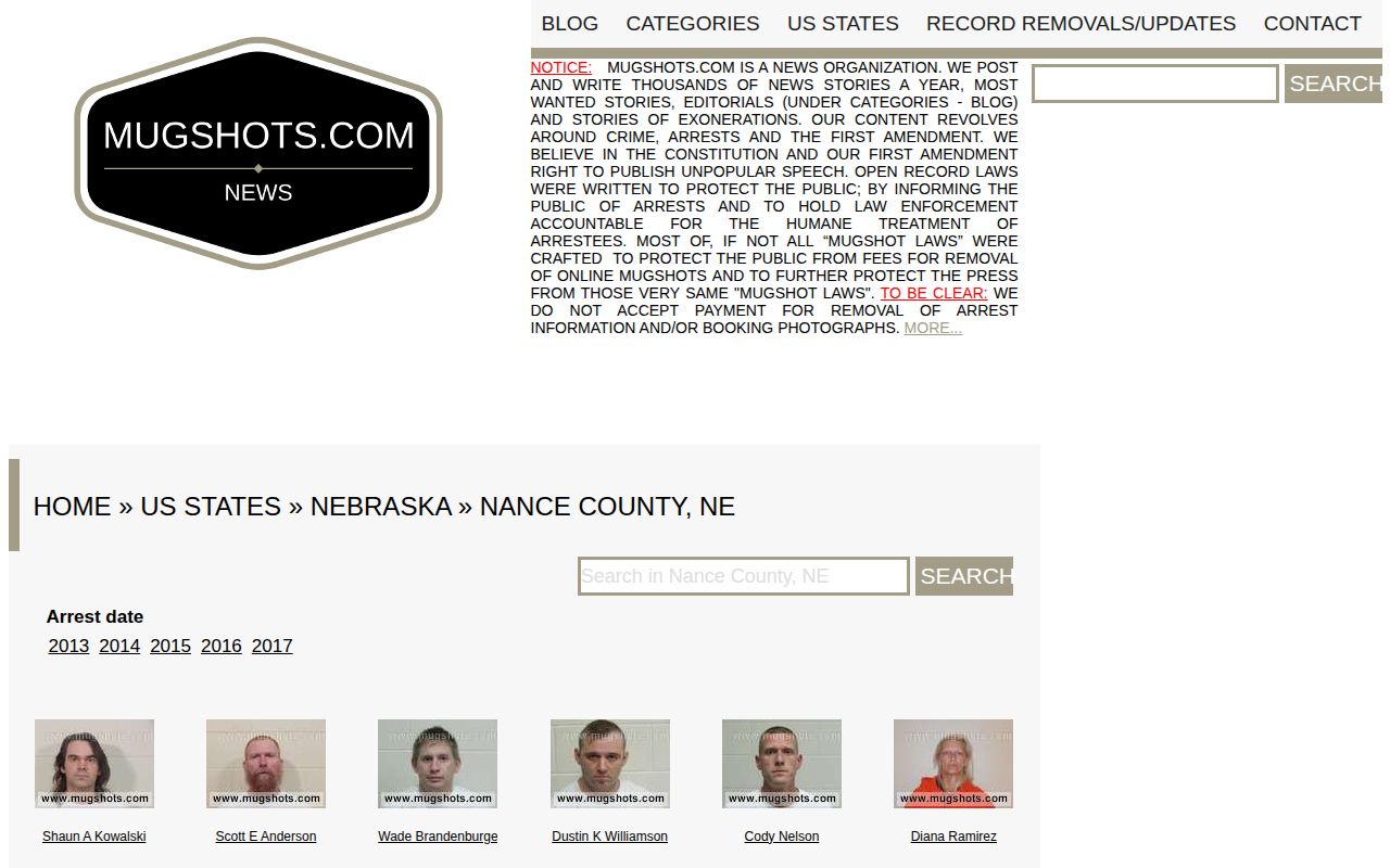 Nance County mugshot news unofficial index source