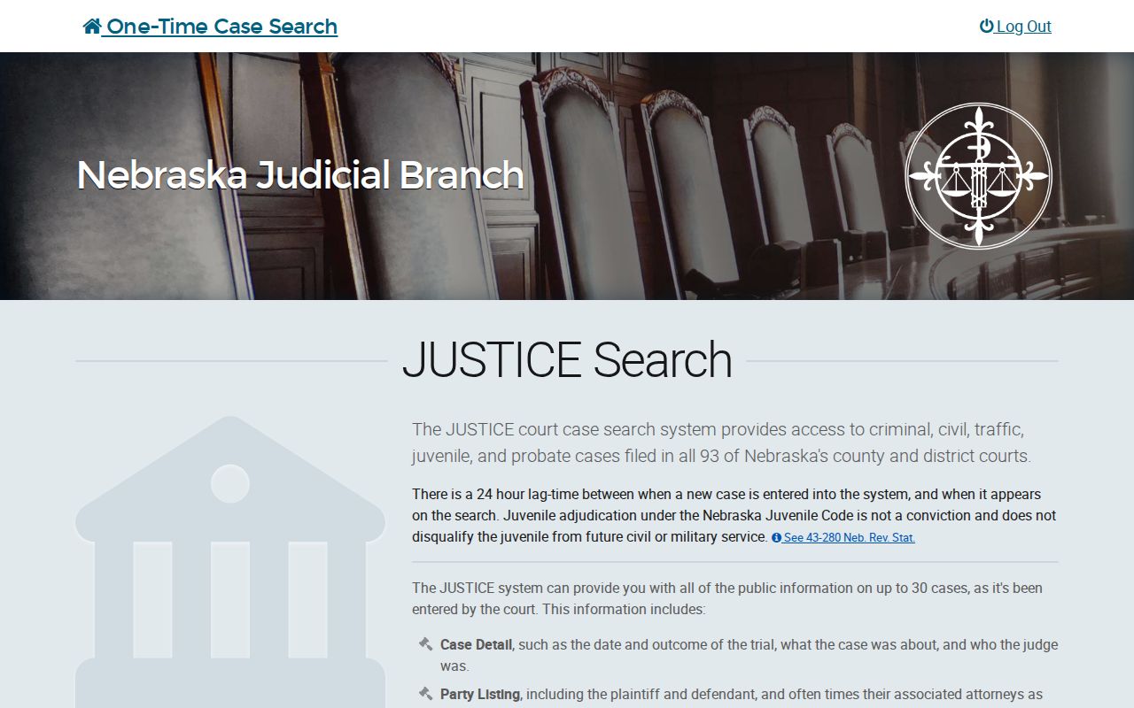 Nance County court record search through Nebraska JUSTICE
