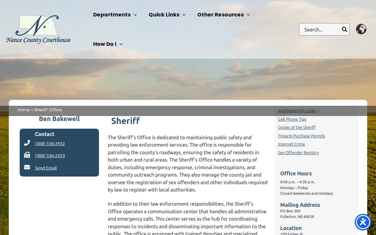 Nance County wanted records official sheriff source