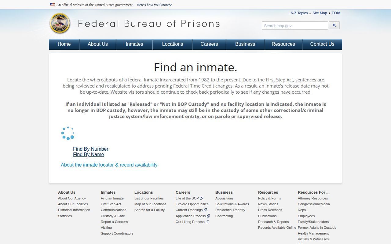 Nance County federal wanted record BOP locator